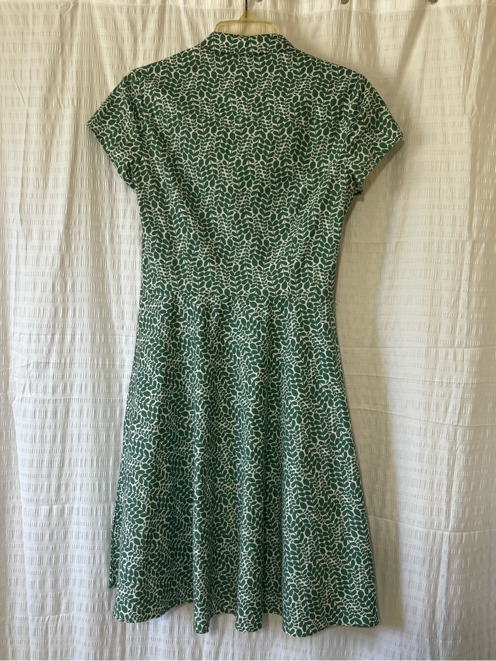 Boden Green Sophia Shirt Button Down Dress White Leafy Pattern Size 4R - Picture 10 of 11